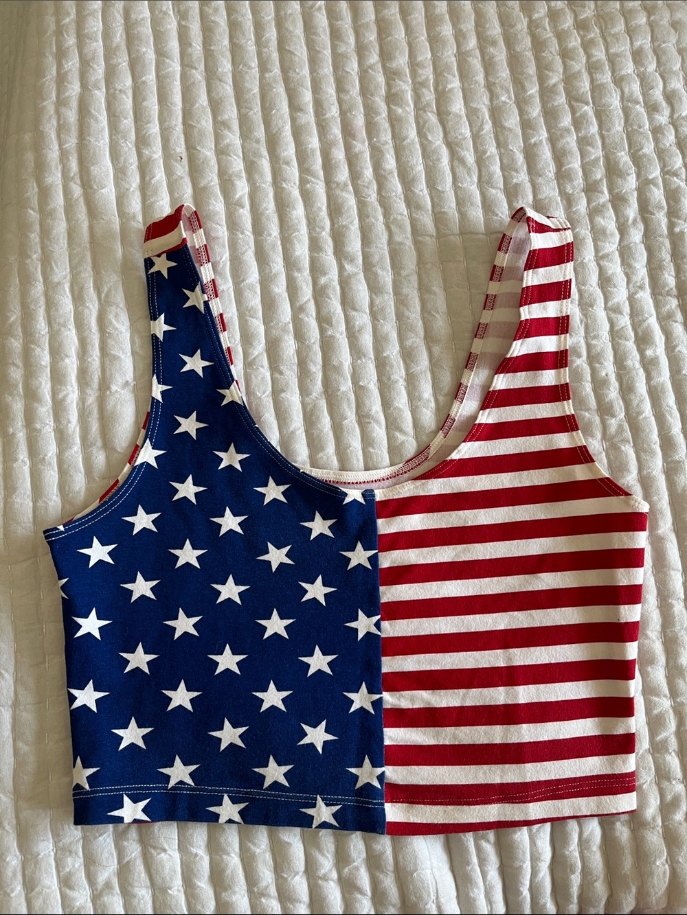 American Apparel Red, White & Blue Stars & Stripes Crop Tank